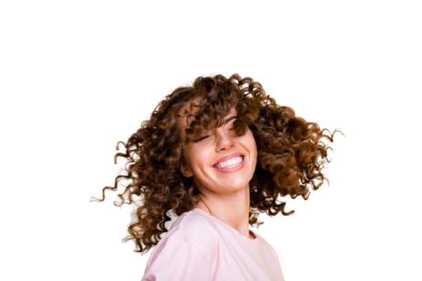 Woman with curly hair